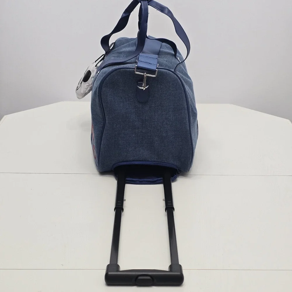 Disney Mickey Mouse Bioworld Wheeled Duffle Bag Set Blue Denim Style
